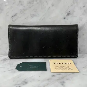 새상품 미사용 Creed 크리드 장지갑 탄닌 천연 가죽 이단 그린