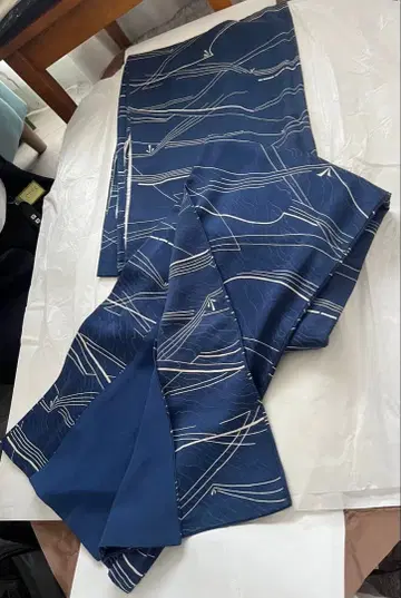 네이비 파도 무늬 코몬 기모노