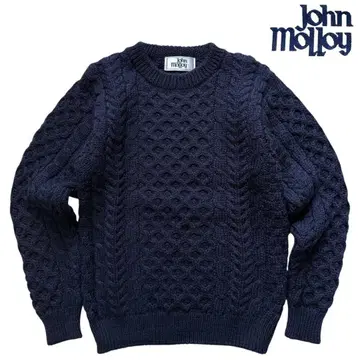 거의 미사용 [ 존 모로이 ] 아란 크루넥 스웨터 네이비