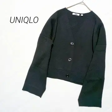 유니클로 니트 가디건 볼레로 V넥 블랙 M 사이즈