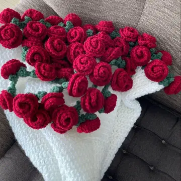 핸드메이드 장미 꽃다발 담요
