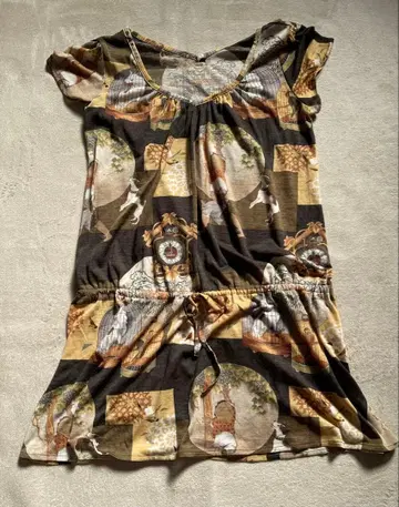 아트 프린트 반팔 튜닉 M 사이즈