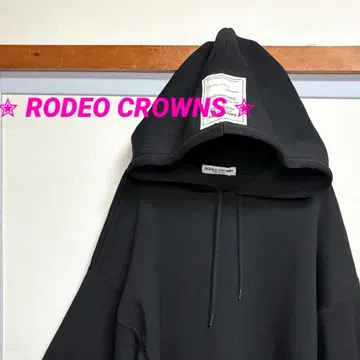 로데오 크라운 오버 사이즈 롱 후드티 블랙