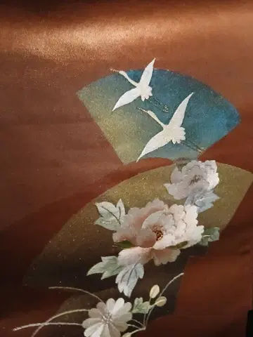 오비 ( 부채 학 모란 작은 꽃 무늬 )