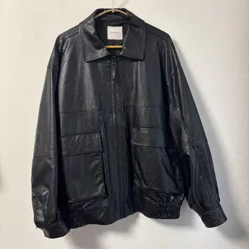 블랙 페이크 가죽 자켓