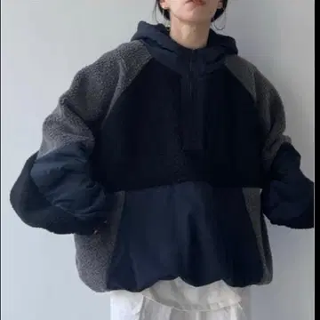 오버사이즈 보아 후디 블루종