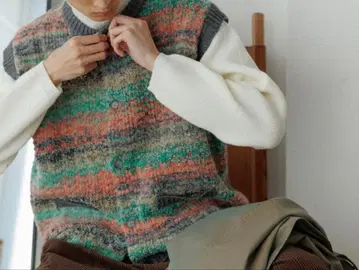 ADAM ET ROPE' 카와하라 유키 루즈 실루엣 프론트 오픈 베스트