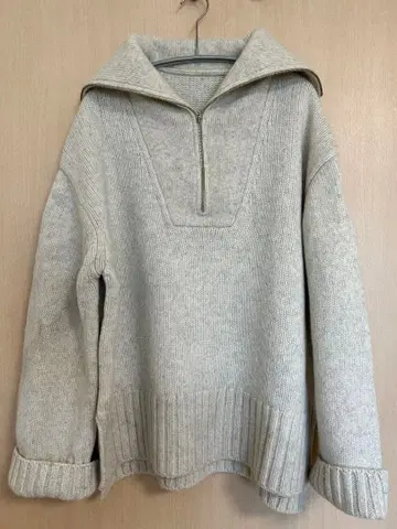 ADAM ET ROPE 울 하프 지퍼 스웨터 아이보리