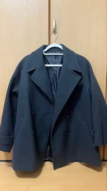 GRL 다크 그레이 피 코트 울 혼방