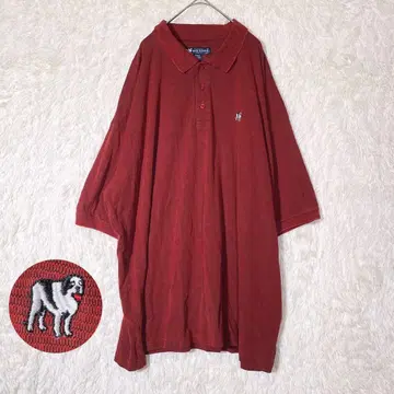 빅독스 피케 셔츠 90s 빈티지 구제 의류 강아지 패턴 3L 레어 레드