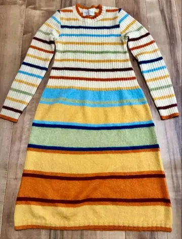 Habit De Paodelo 투주 멀티 보더 니트 원피스