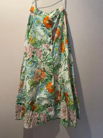 빈티지 플라워 프린트 플레어 스커트