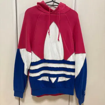 [ 새상품급 ] adidas 후드티 빅 로고 핑크 x 블루 후드 부착