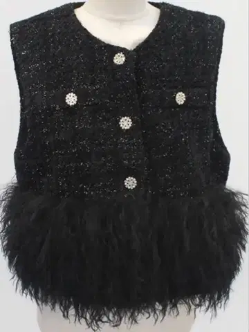 트위드 볼륨 에코 퍼 베스트