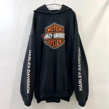 할리데이비슨 후드 부착 후드티 블랙