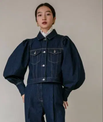 PERNA 볼륨 슬리브 데님 셋업 G 자켓 & 와이드 팬츠