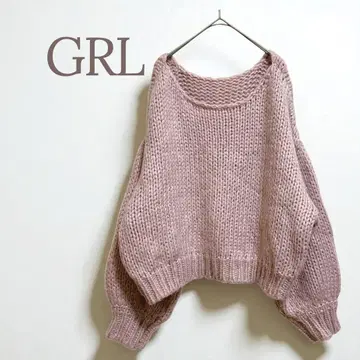 그레일 굵은 니트 핑크 빅 루즈 귀여운 넓은 옷깃 숏 기장