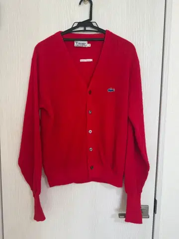 LACOSTE V넥 가디건 M 레드