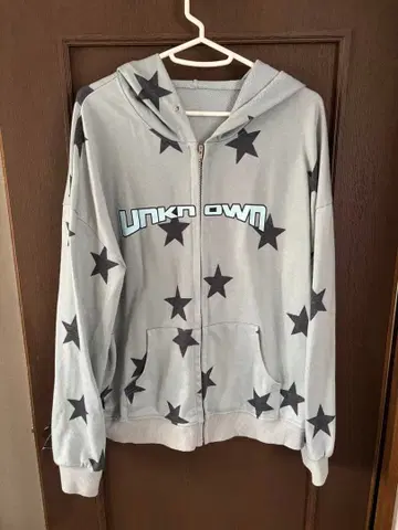 스카이블루 별 패턴 Unknown 후드티