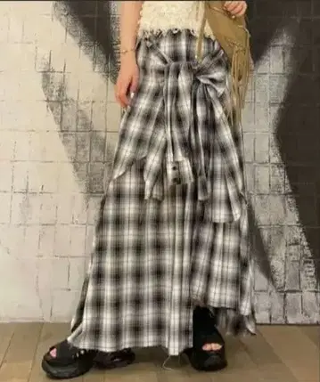 JEANASIS 셔츠 라이크 아지메 체크 롱 스커트
