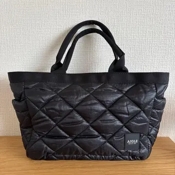 AIGLE 블랙 퀼팅 토트백