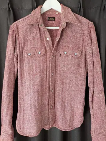 플랫 헤드 헤링본 긴팔 셔츠 사이즈 36