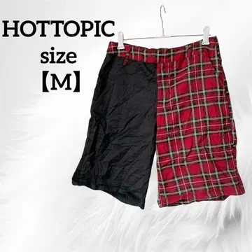 HOTTOPIC [ M ] 하프&하프 스커트 블랙과 레드 체크 무늬