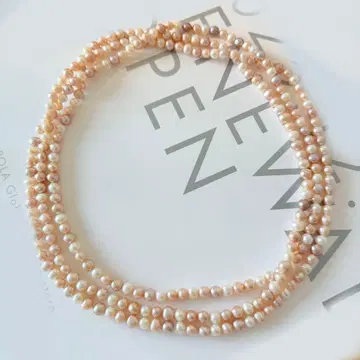 핑크 계열 진주 롱 목걸이