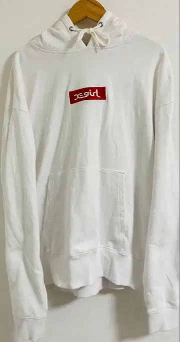 X-girl box 로고 후드티 화이트