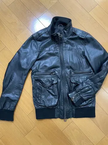 SHIPS 블랙 라무 가죽 자켓 스탠드 카라