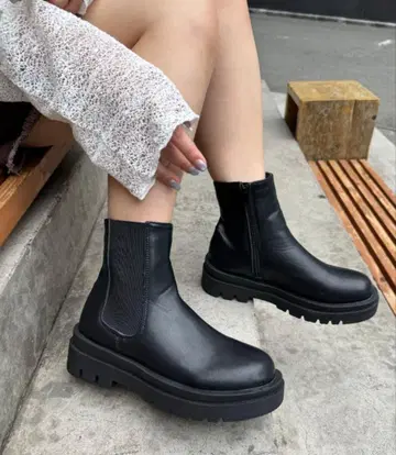 ZIP 사이드 고어 부츠(통굽)