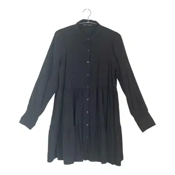 ZARA 셔츠 원피스 블랙 긴팔 티어드 디자인
