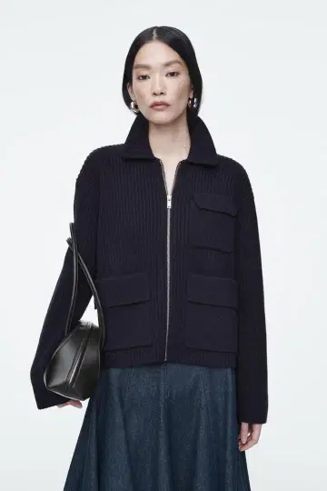 COS 리브 니트 화이트 네이비 2색 세트