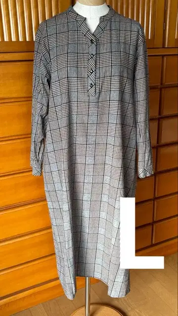 [ 펠리시모 ] 체크 무늬 롱 원피스 L