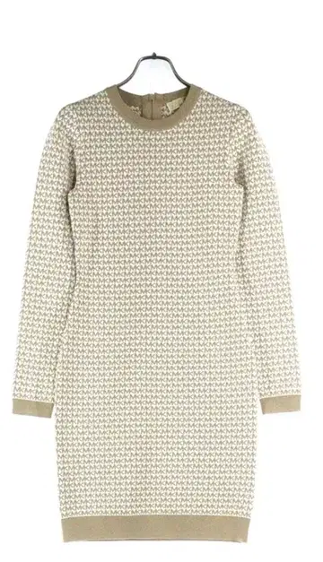 마이클코어스 MK 모노그램 올 패턴 긴팔 니트 원피스 베이지