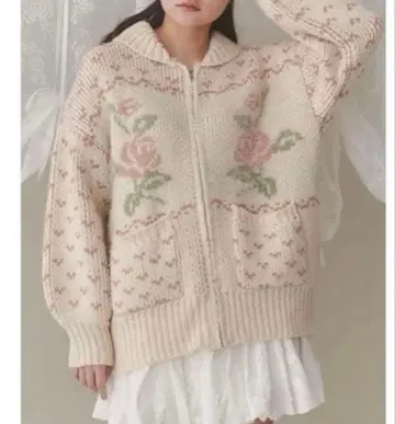 택 포함 미사용 새상품 merry jenny rose 코위찬 니트 핑크