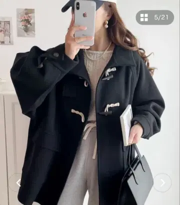 클래식 엘프 JAVA 콜라보 스탠드 카라 더플 코트 블랙 L 사이즈