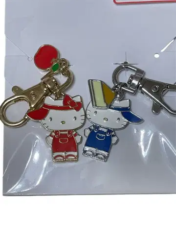 헬로키티 키링 세트 빨간색 파랑 페어