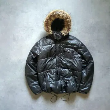 y2k 퍼 충전솜 에코 다운 자켓 XL 드로 코드