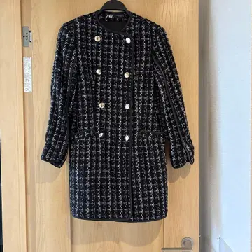 ZARA 노카라 자켓 XS 블랙 화이트