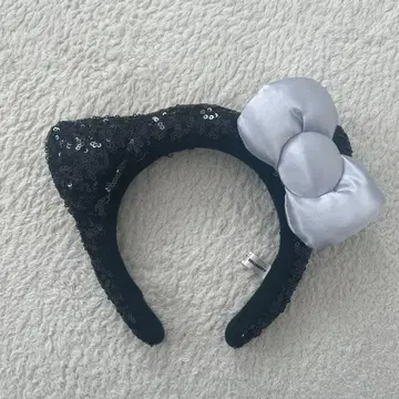 USJ 키티 머리띠 실버 리본