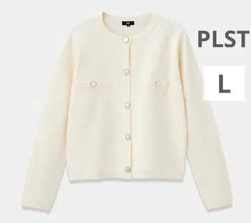 [ PLST ] 코튼 블렌드 메탈 버튼 가디건 L 화이트