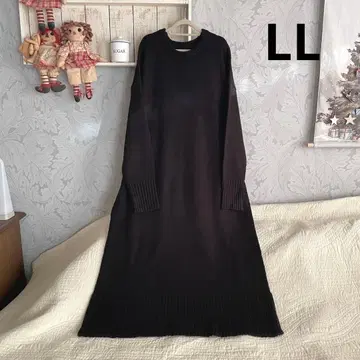 새상품*빅 사이즈 LL*내추럴 블랙 롱 니트 원피스 따뜻한 여유로운