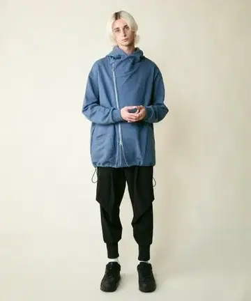 rehacer / 슬랜트 지퍼 후디드 파카