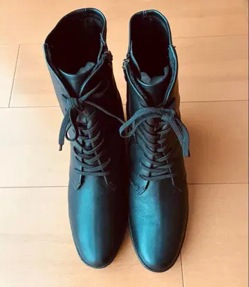 D'ICI 가죽 블랙 부츠 레이스업 24cm