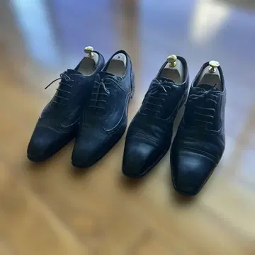 POGGIO ANTICO 블랙 가죽 비즈니스 슈즈 2족 세트