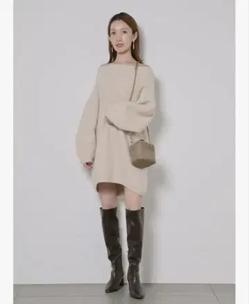 [ SNIDEL ] 라쿤 미니 니트 원피스 아이보리 [ 새상품급 ]