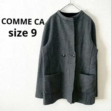 노카라 아우터 사이즈 9 그레이 긴 길이 울 혼방 깔끔한