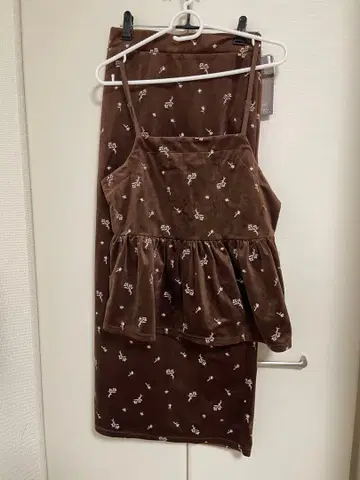 시마무라 꽃무늬 뷔스티에 스커트 셋업 브라운 M