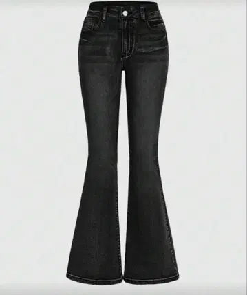 레트로 패턴 자수 스키니 플레어 로우웨스트 청바지